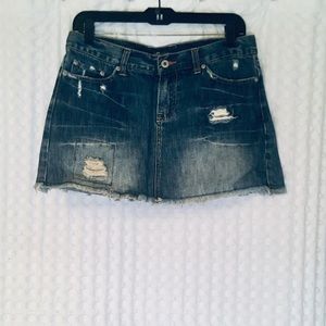 Distressed Blue Jean Skirt